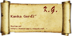 Kanka Gerő névjegykártya